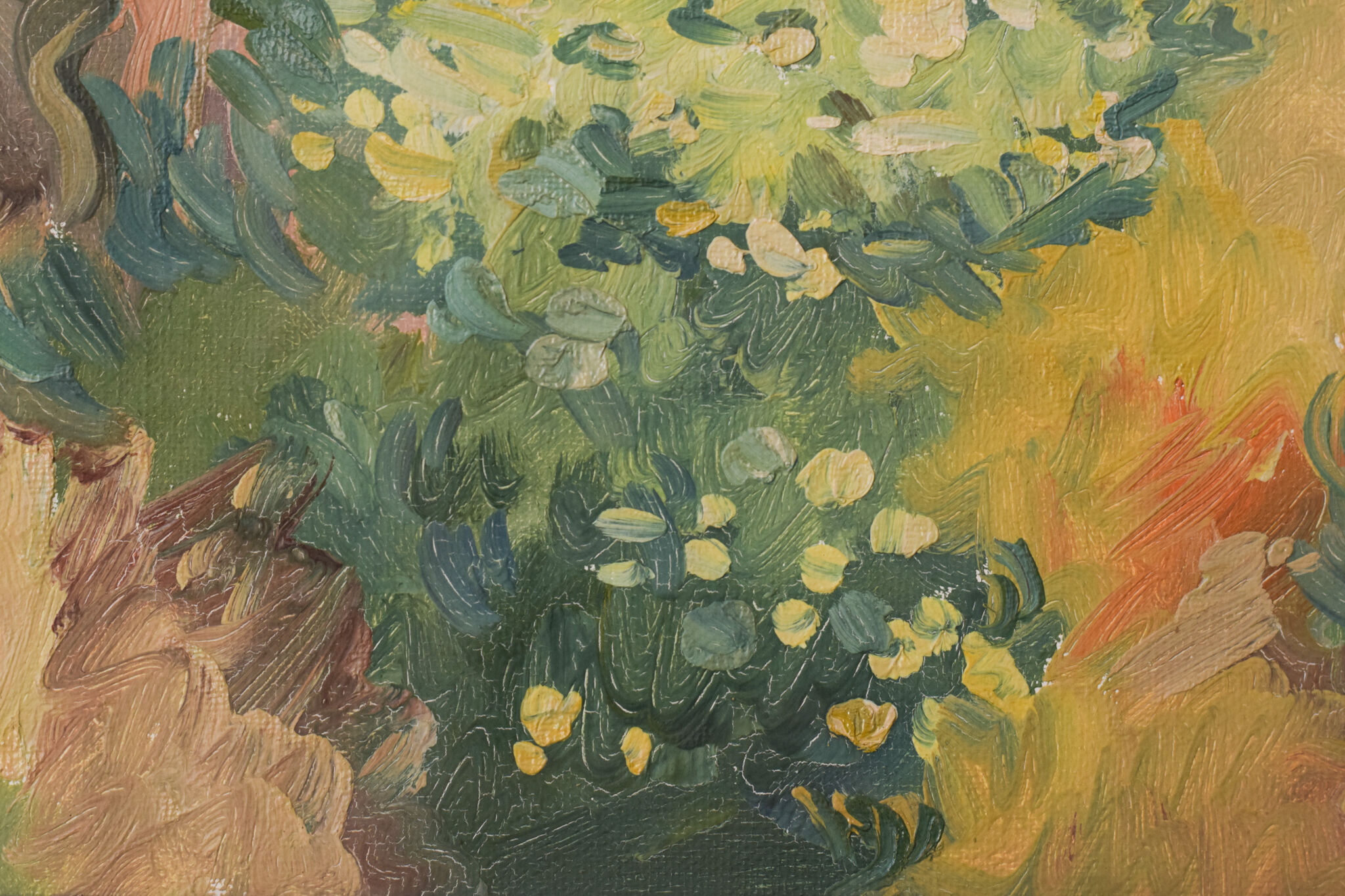 Impressionist wooded landscape with flowers