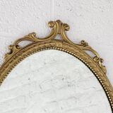 Oval Brass Medallion Mirror, Italy, 1950s