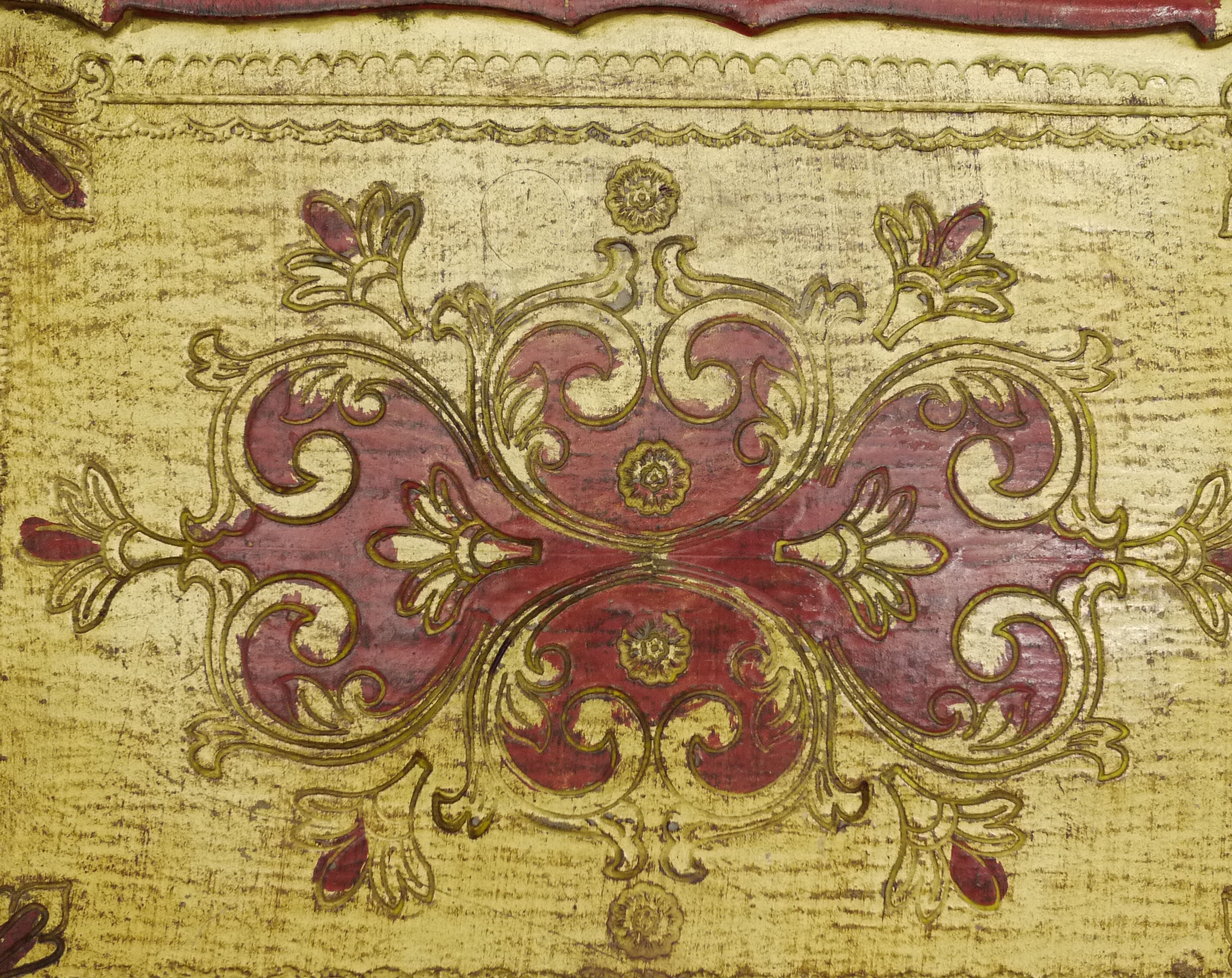 Florentine tray in resin painted with the hand of rectangular shape