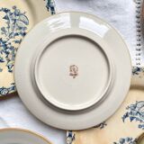 4 Gien Thistle ironstone plates + 4 small mismatched Tulowice stoneware plates