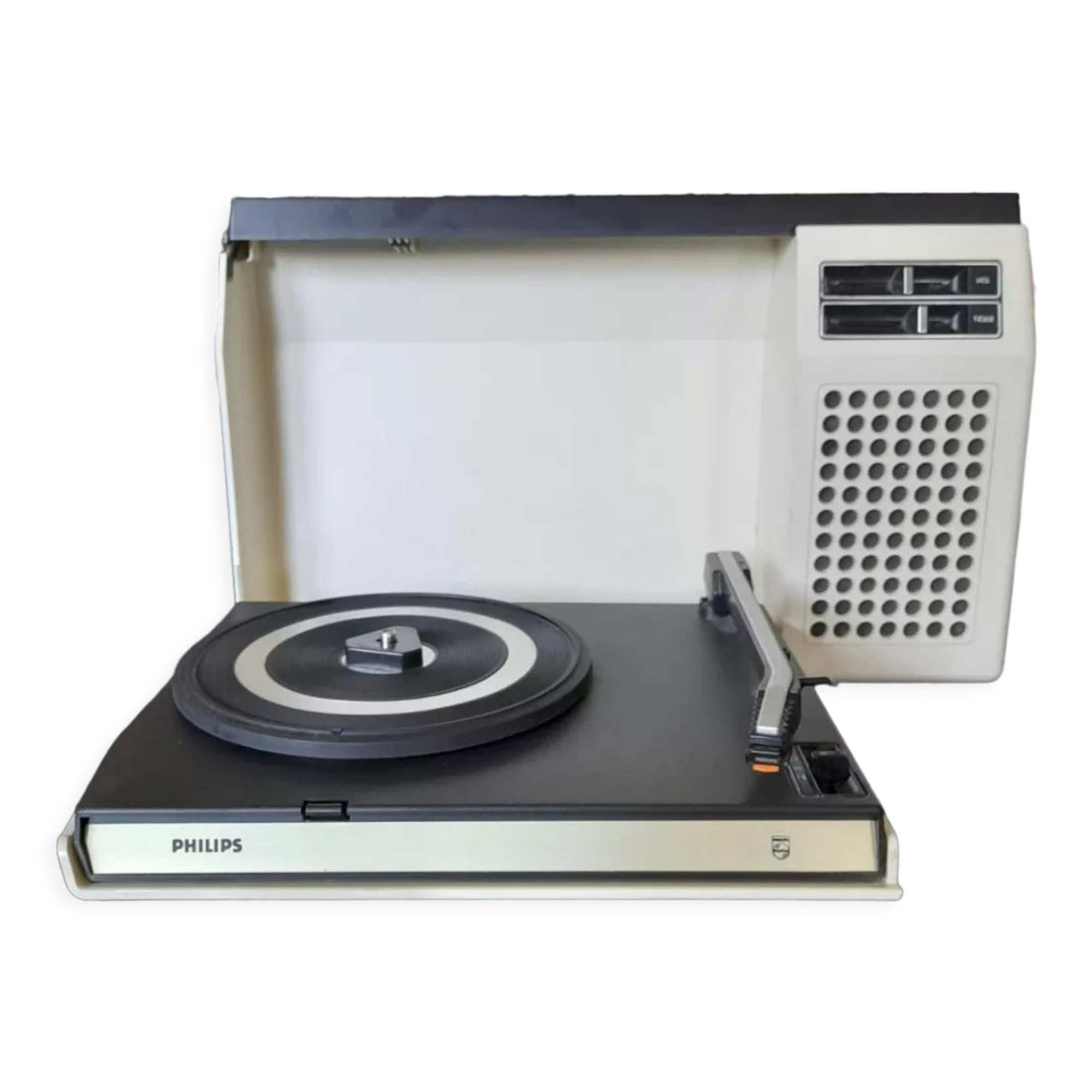 Platine Vinyle Philips 423 Malette Vintage – Années 70 Blanche
