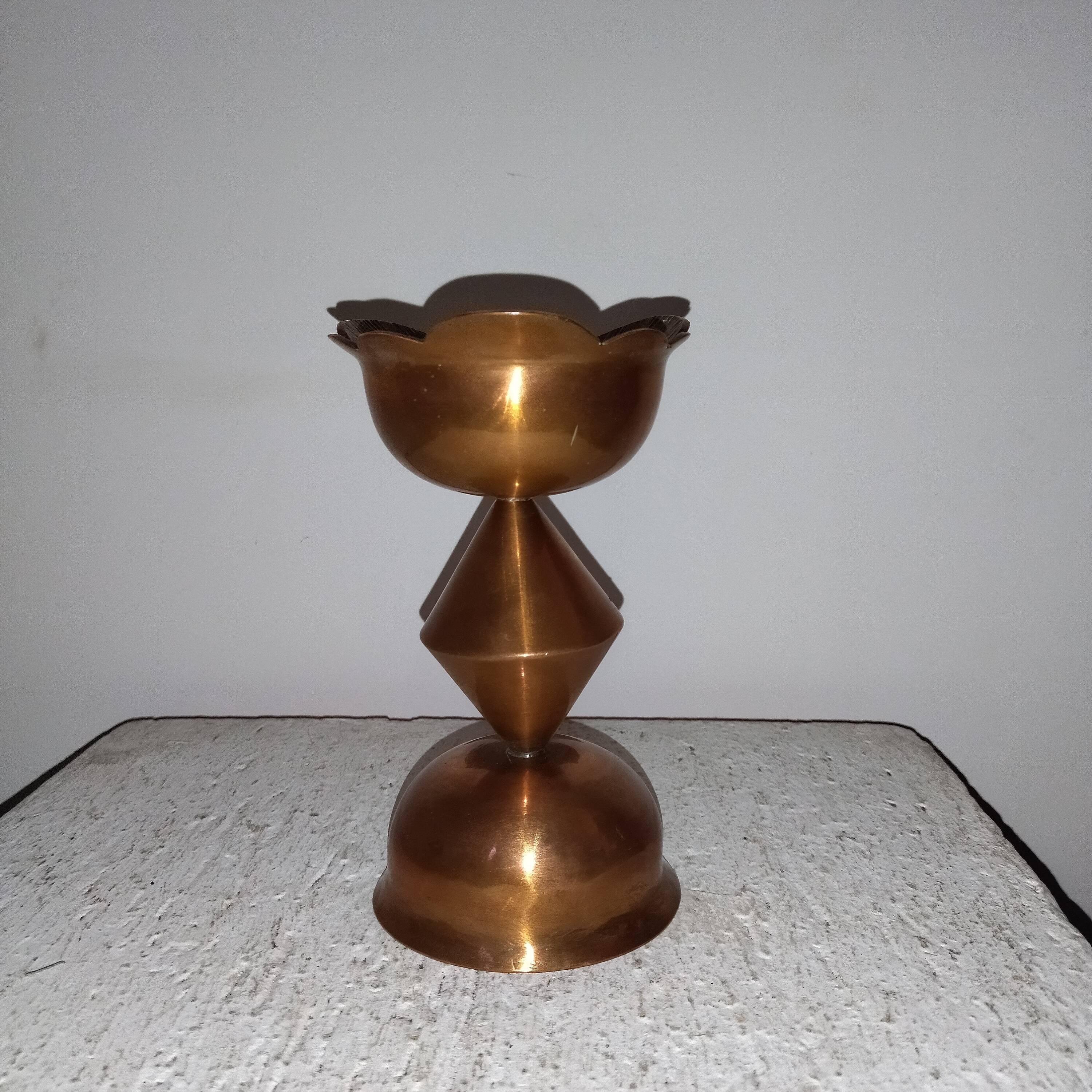 Candle holder pick copper candle brutalist folk art