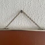 Vintage 1950s triptych barber's mirror, terracotta - 27 x 65 cm