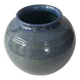 Blue-green ceramic round vase signed (Pictogram to be identified)