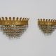 Pair of vintage wall lamps double lights with glass and brass grapevines. Year 70 80