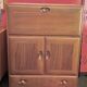 Ercol English wooden secretary, on wheels – 1970s.
