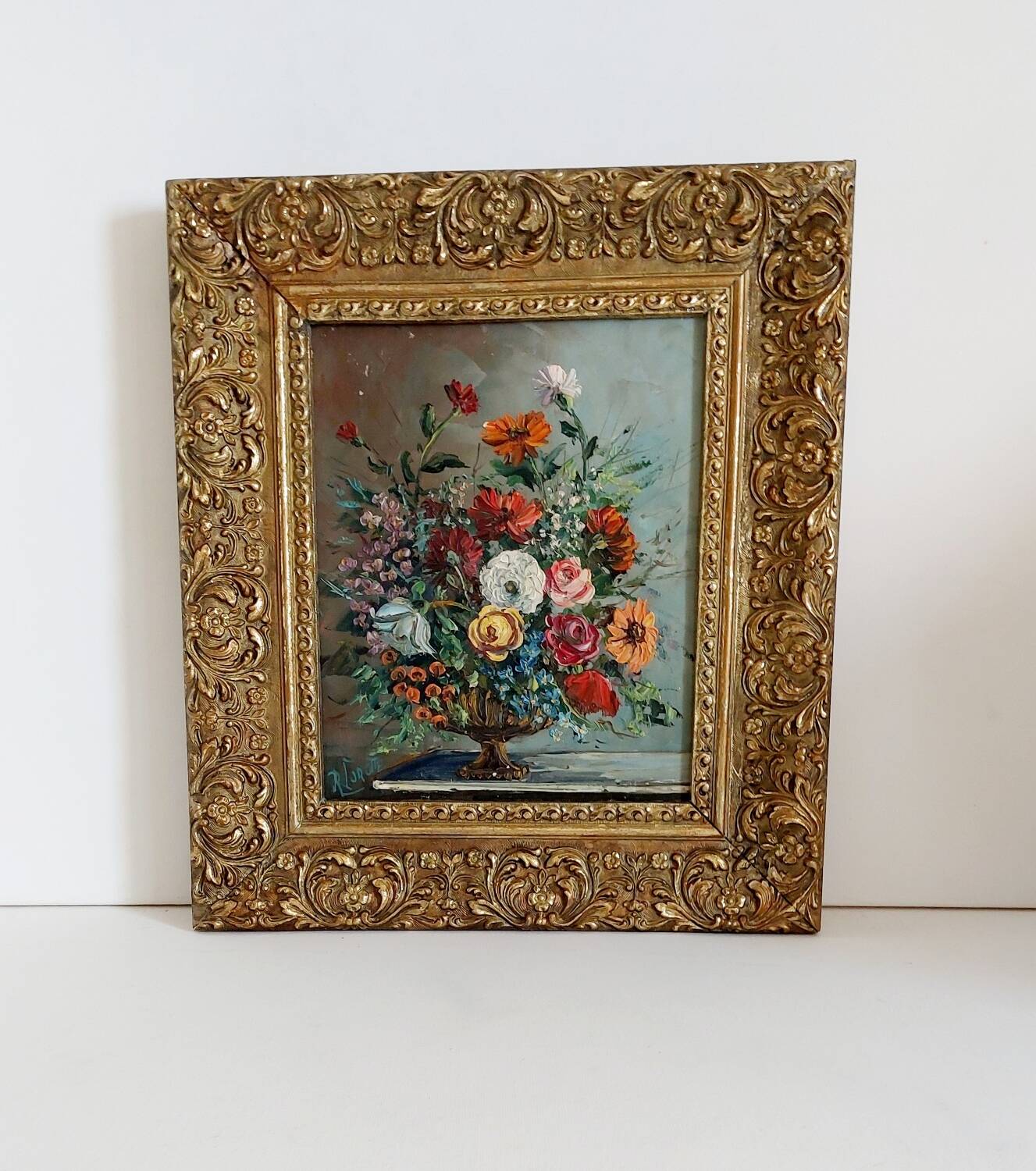 Old oil painting with a knife