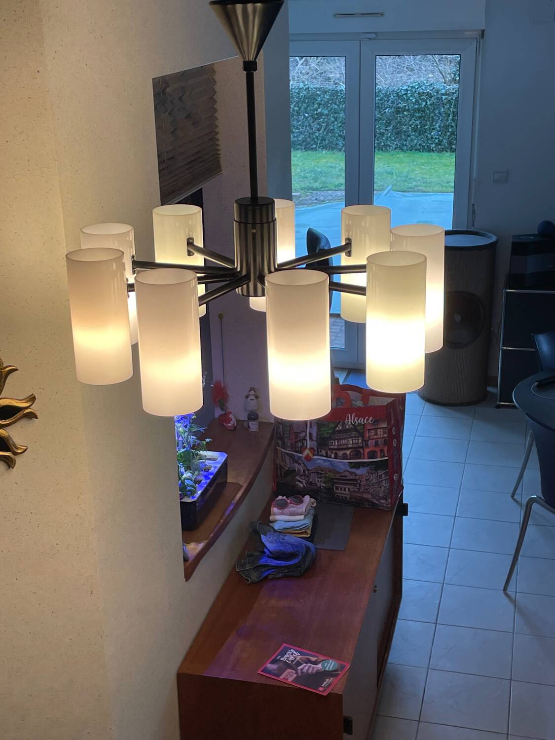 Vintage 9-light pendant light in Perspex