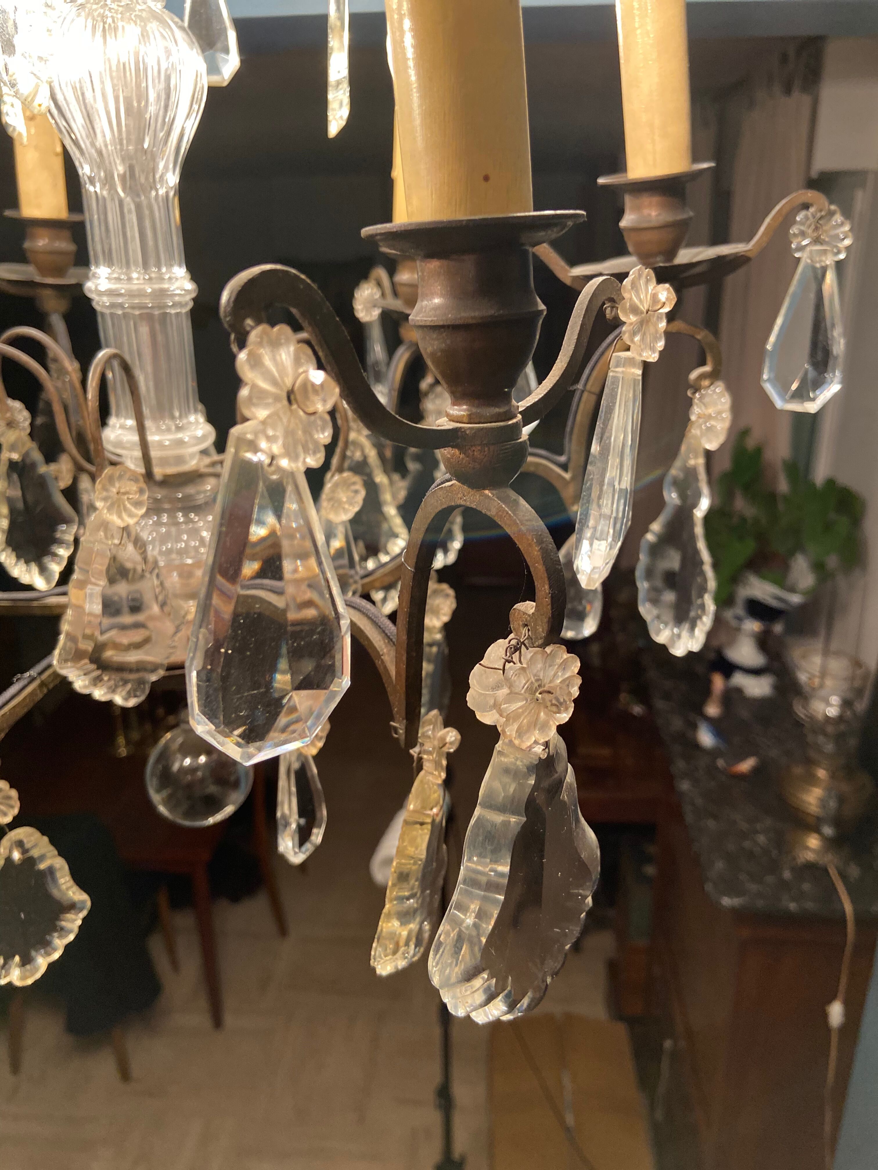 Grapevine chandelier NINETEENTH bronze and crystal