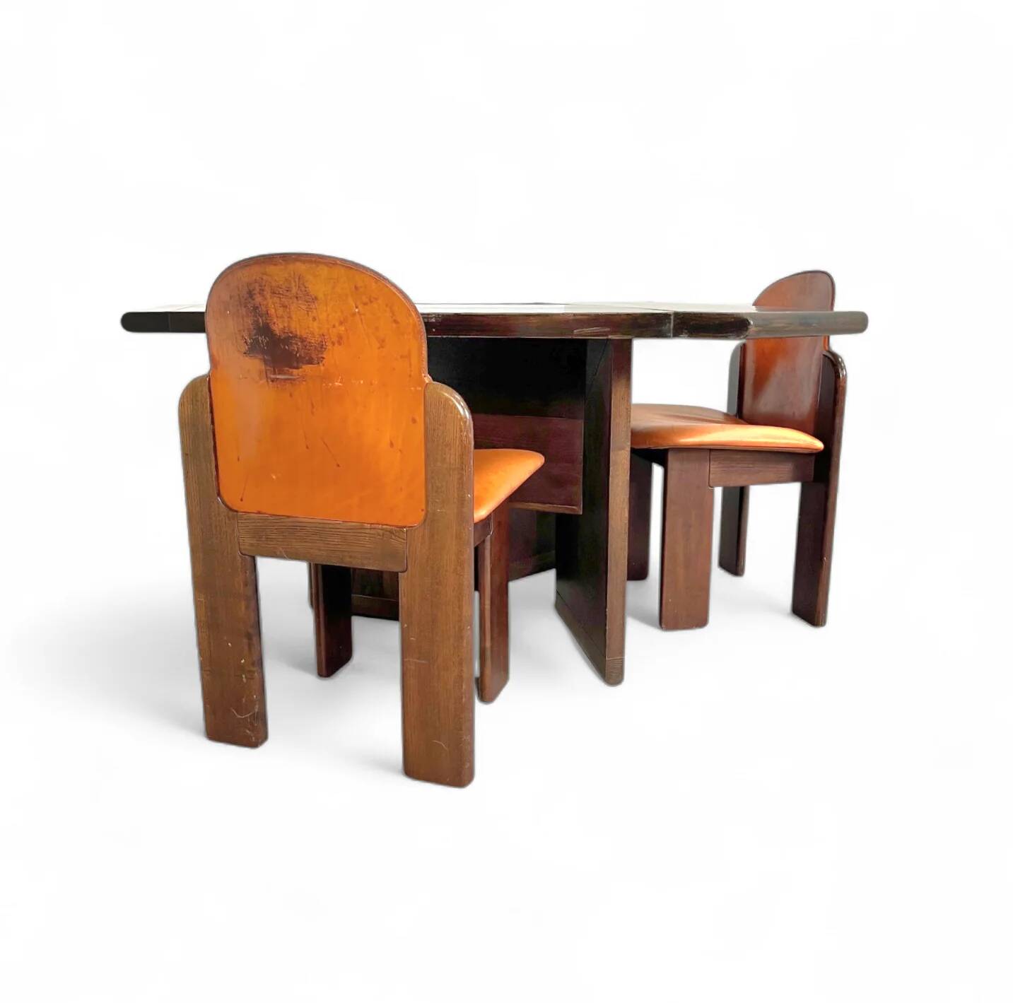 Mid-century dining table and 3 chairs by Silvio Coppola for Fratelli Montina, Italy, 1970s