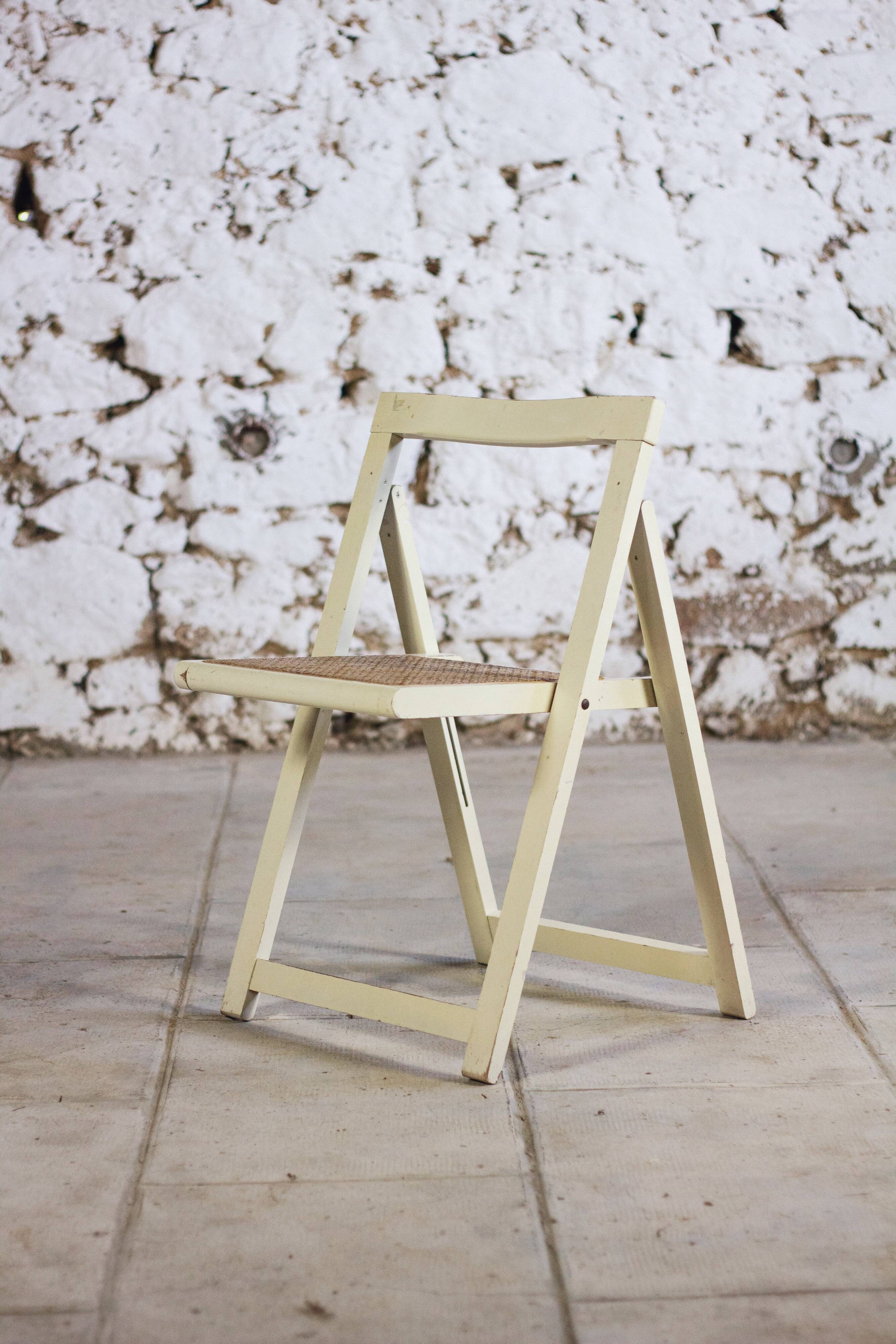 4 vintage folding cane chairs