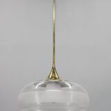 Italian mid-century brass and plastic pendant lamp, 1970s