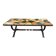 Vintage stone coffee table with a cast iron frame.