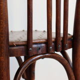 Set of 4 Luterma bistro chairs in curved wood and imitation leather, early 20th century