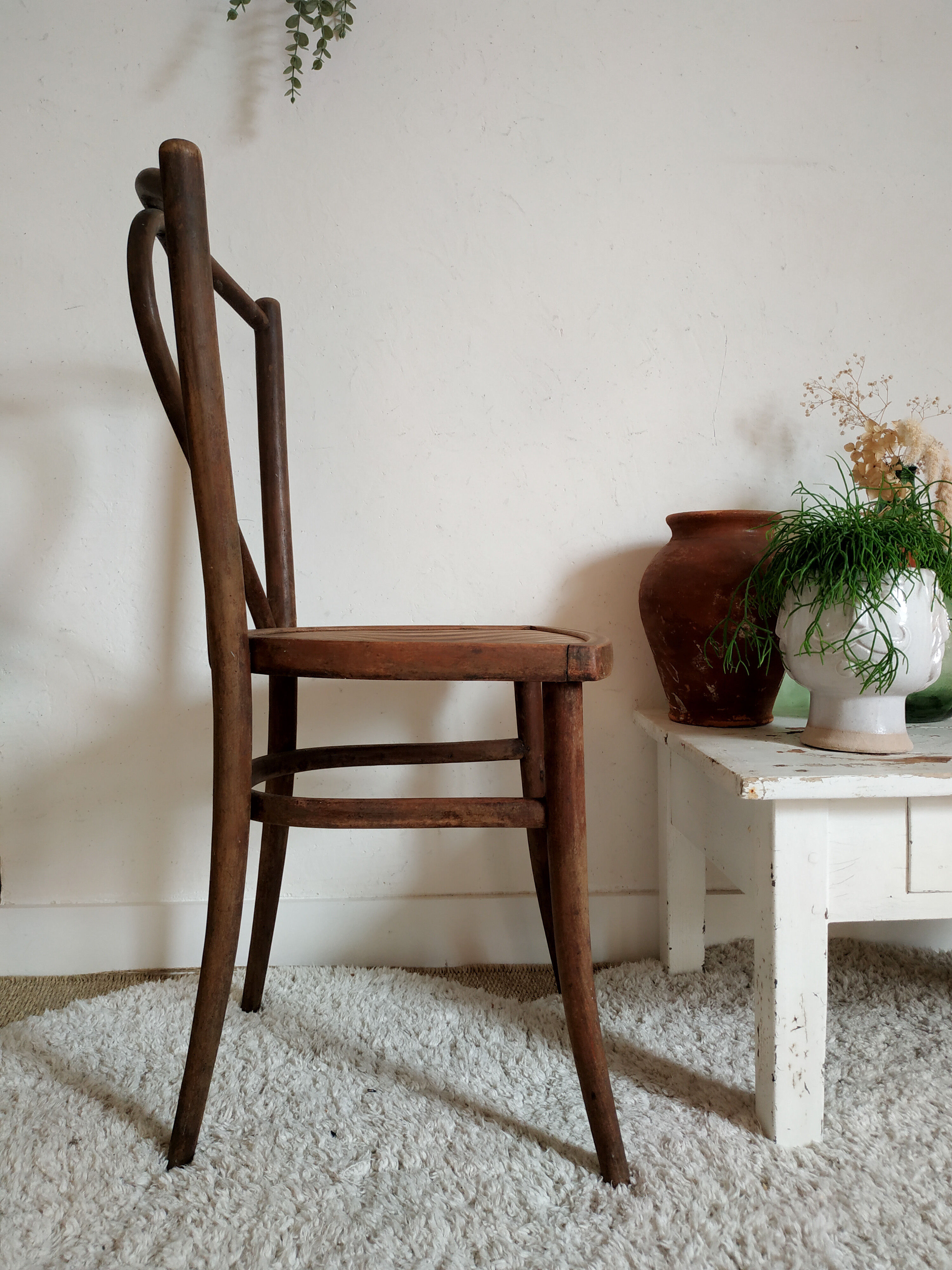 Striped curved wooden bistro chair