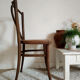 Striped curved wooden bistro chair