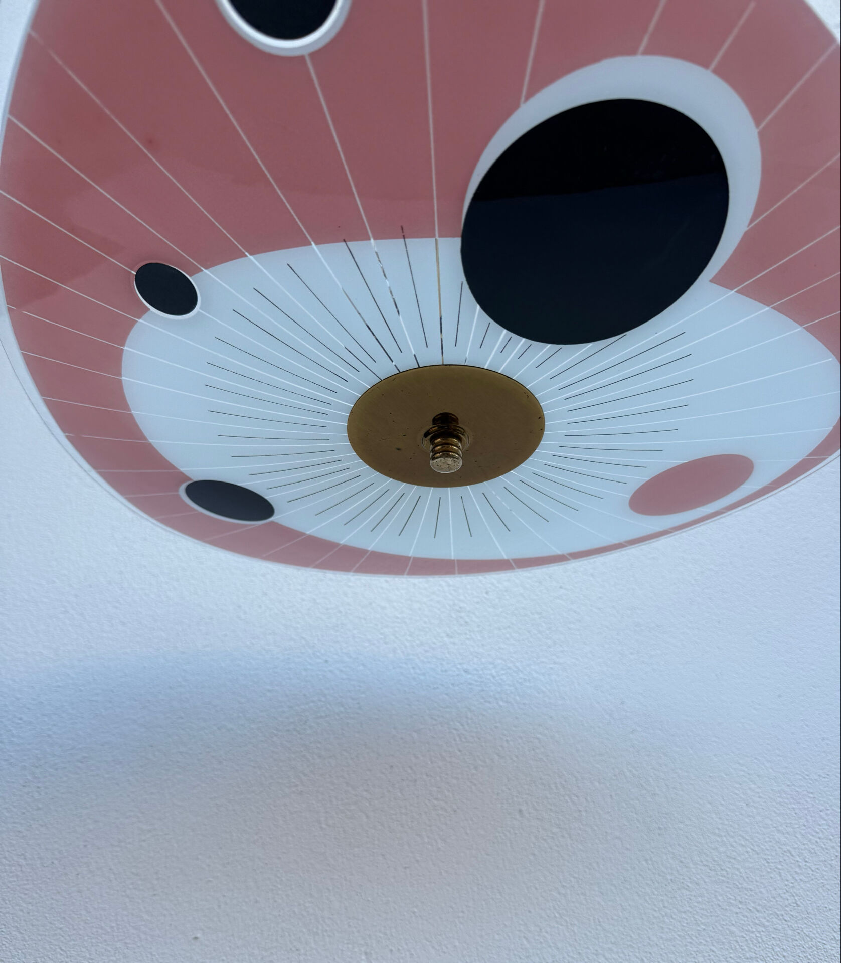 Screen-printed glass pendant from the 1960s