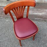 Pair of Alsatian bistro chairs in wood and leather, 1960