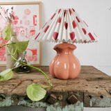 Pair of pink lamps with pleated shades