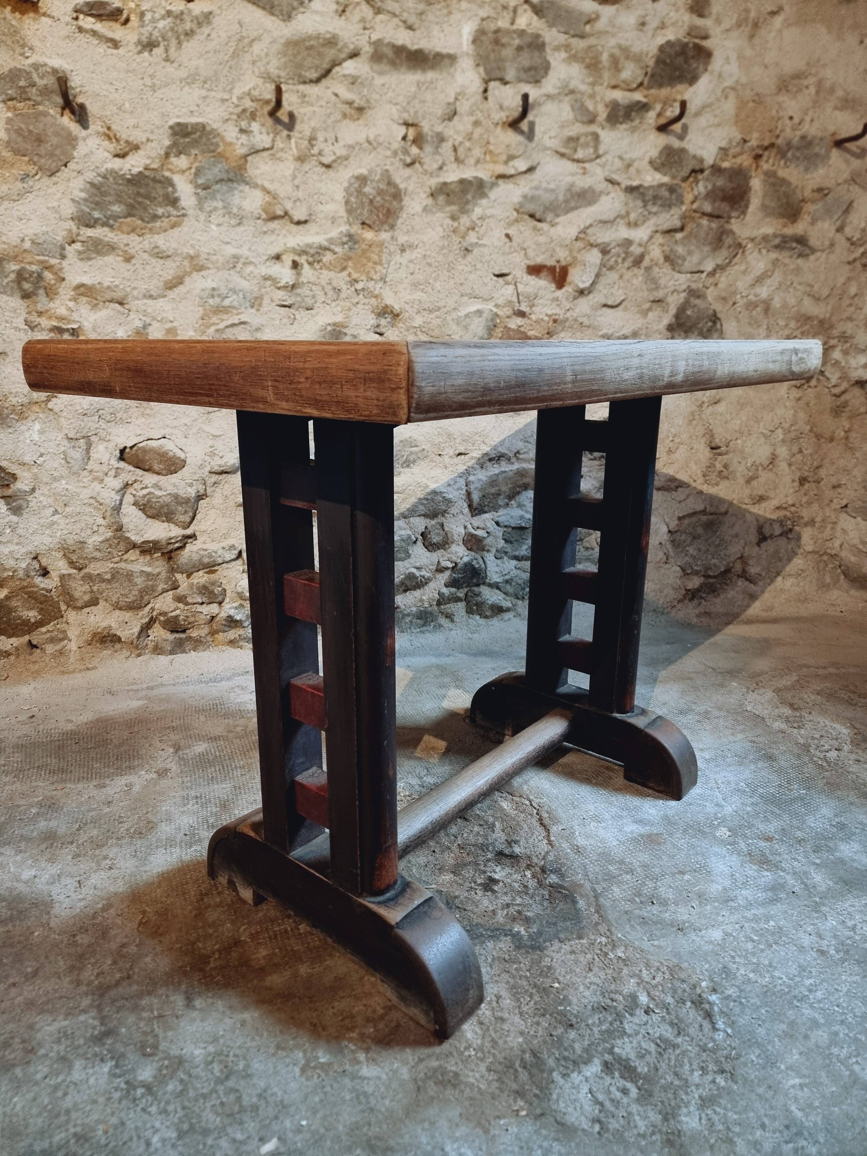 Antique oak bistro table – France, 1920s