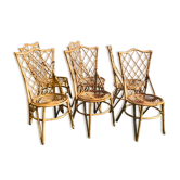 6 vintage wicker chairs 1960