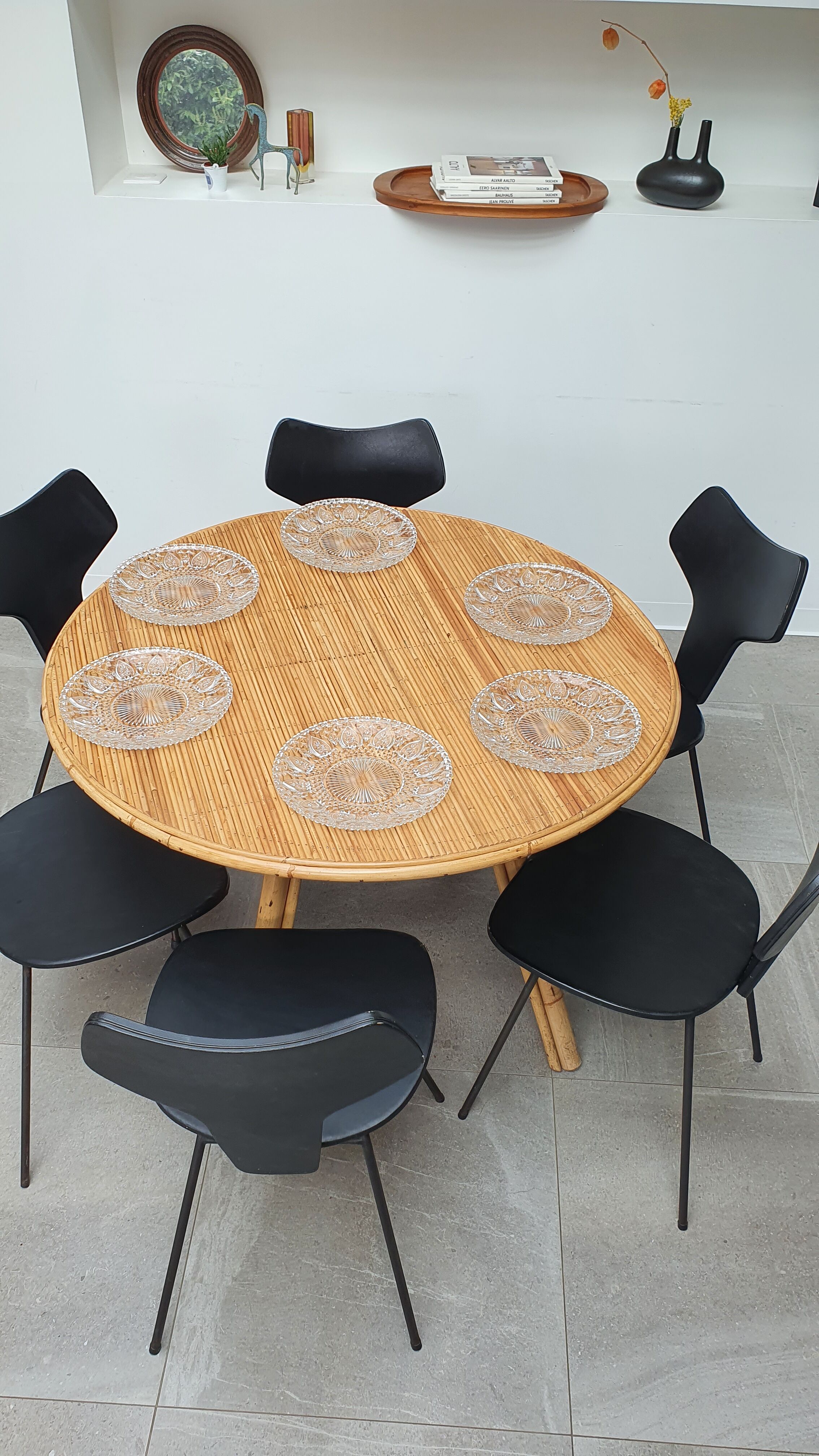 Rattan dining table from the 60s