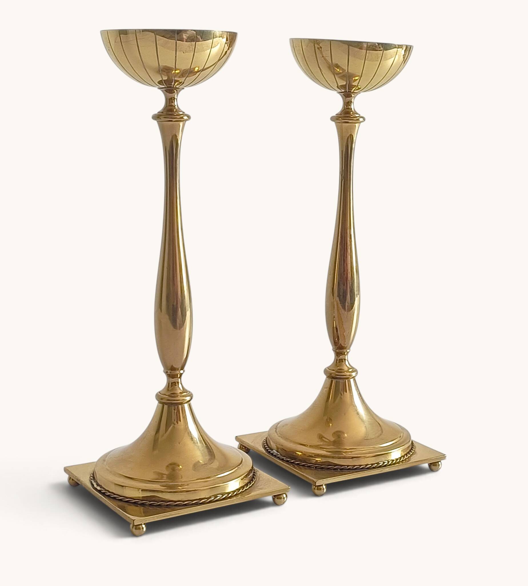 Scandinavian Modern Brass Candlesticks by Gunnar Ander for Ystad Metall