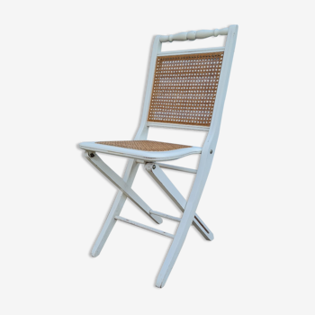 Chaise pliante bois et cannage