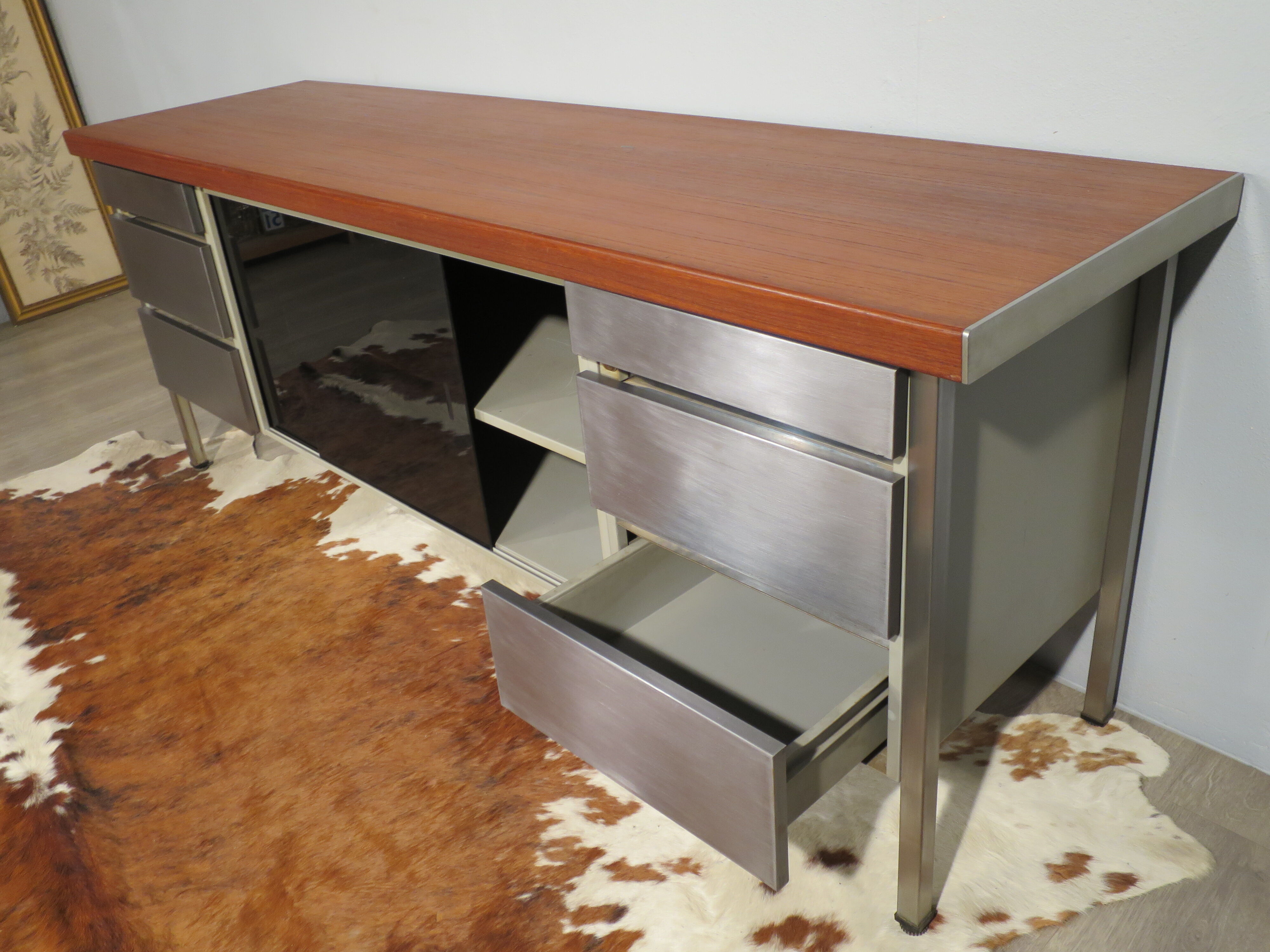Vinco teak and metal sideboard
