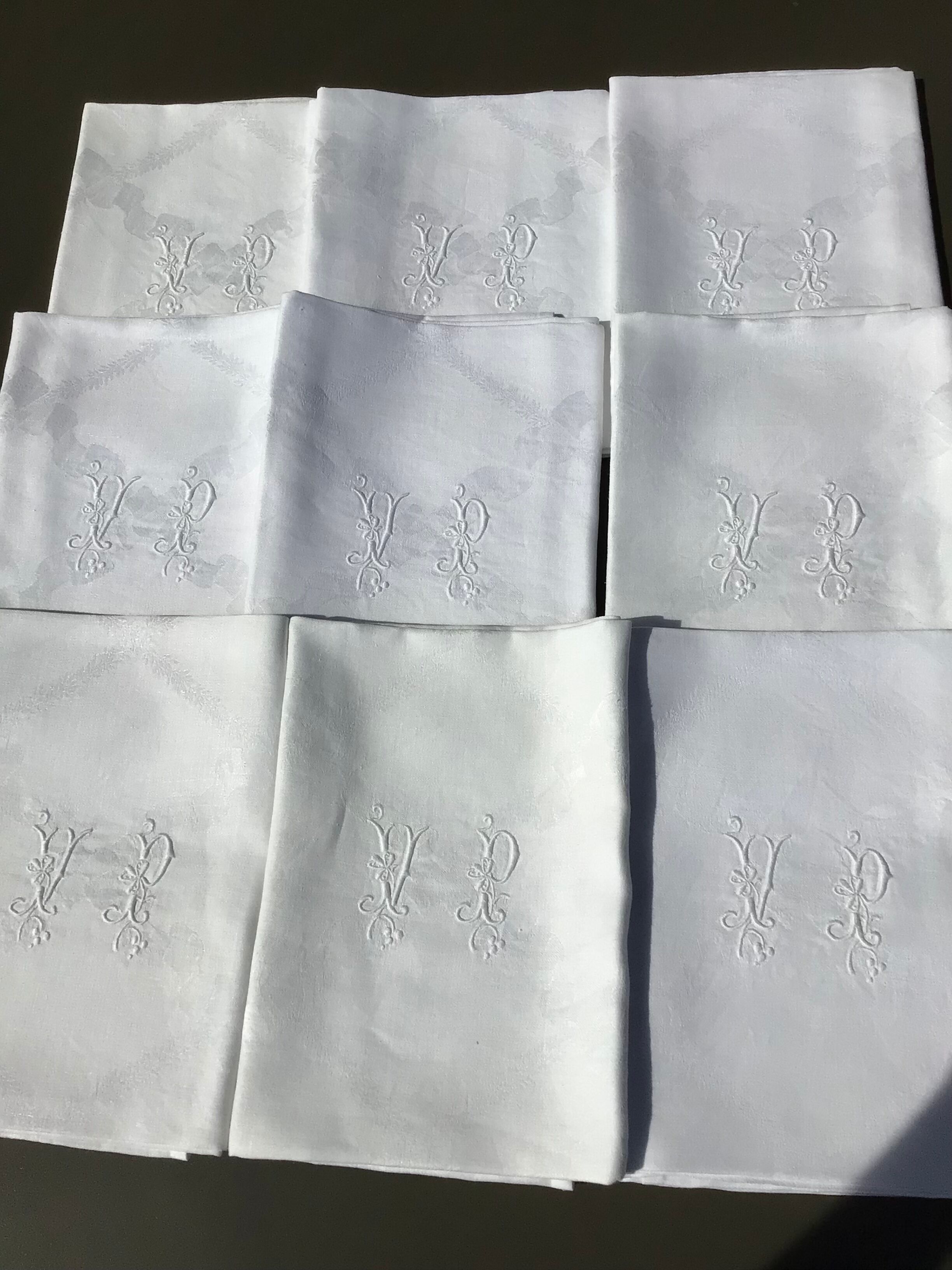 9 towels VP damask 87x72cm patterns ribbons