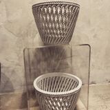 Set of 2 pottery or openwork pot covers vintage 1970-80