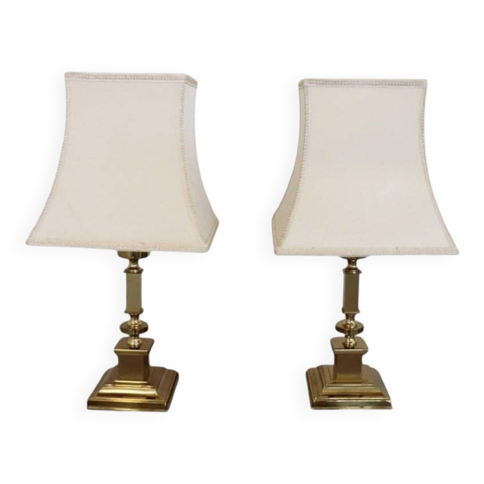 Golden Bedside Table Lamps, 1970s, Set Of 2