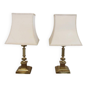 Golden Bedside Table Lamps, 1970s, Set Of 2