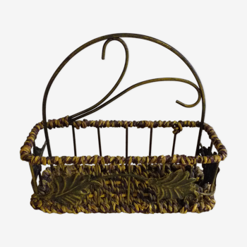 Metal and wicker storage basket