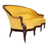 Canapé palissandre tissu or 19 siècle style Napoléon 3