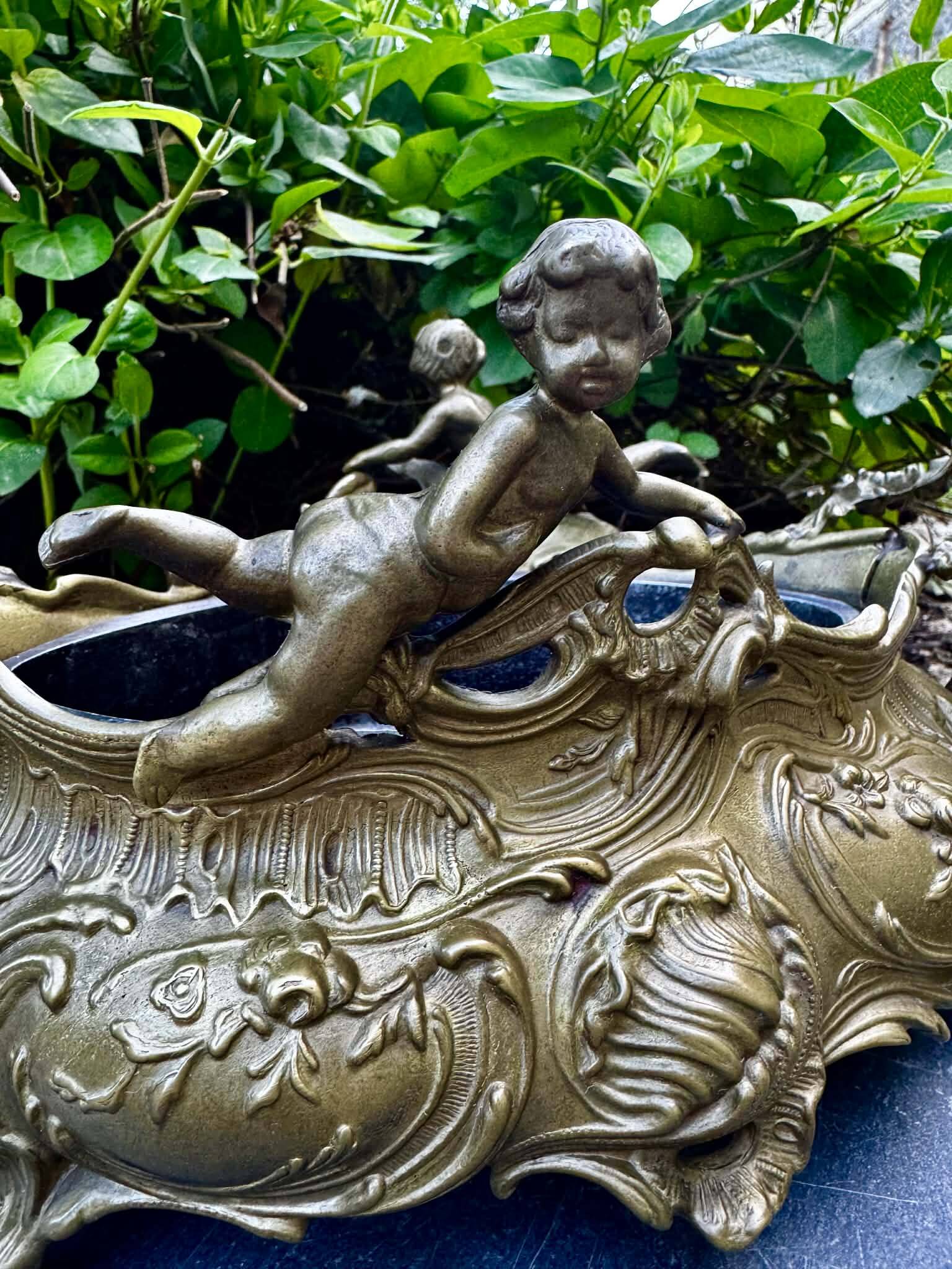 Large rock garden planter angel Art Nouveau