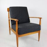 Fauteuil boucle noir design danois sur les oreillers, années 1970