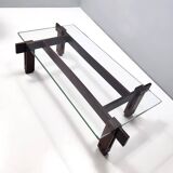 Walnut Coffee Table with Rectangular Glass Top Attributed to Ico Parisi, Italy
