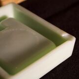 Three opalex ashtrays at the Logo of the Trans-Atlantic General Company - French Line - Model created by Jean Luce for the cruises of the liner Normandy and France