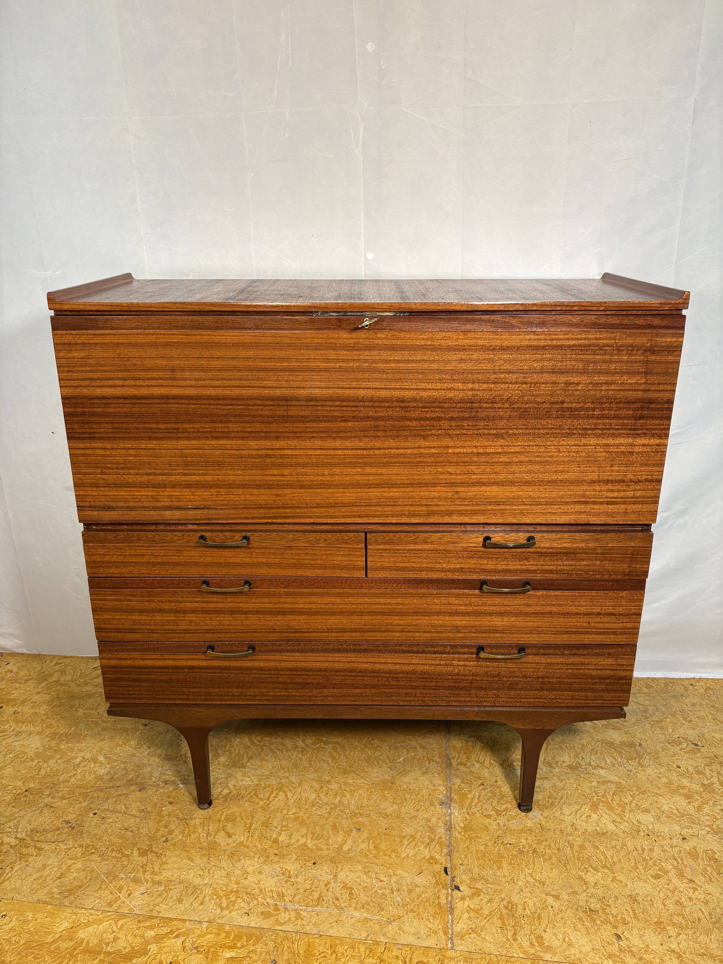 Mid-Century Retro Vintage Teak Bureau / Desk by Meredew 1960  Large Writing