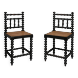 Pair of turned wood and caning chairs, 1910s.