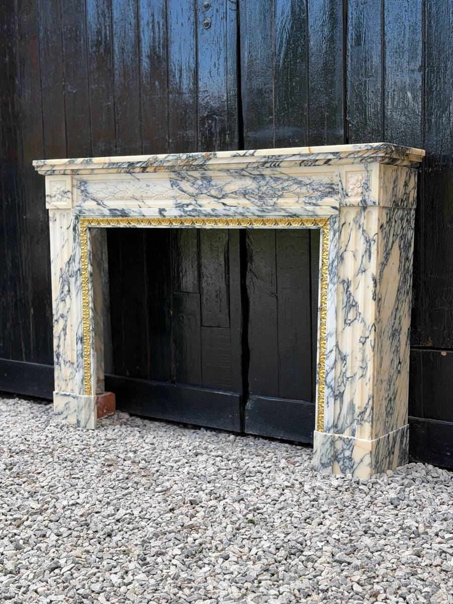 Louis XVI style fireplace in Paonazzo marble, circa 1880.