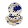 Assiettes à dessert bleu à motifs de fleurs Villeroy et boch modèle Haarlem XIXème