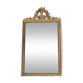 Miroir ancien bois et stuc doré avec fronton - dans le goût du XVIIIe
