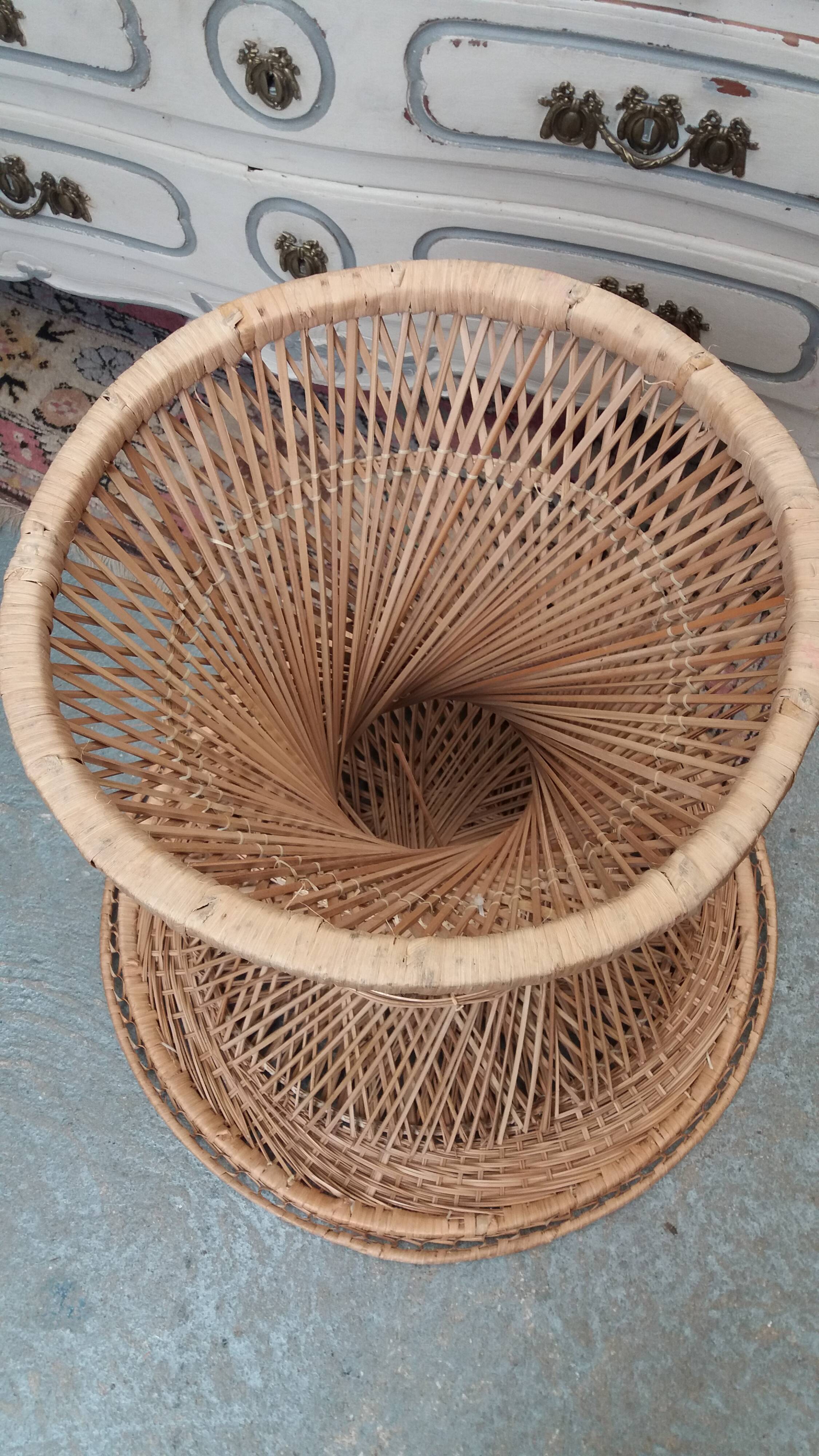 Rattan coffee table, glass top