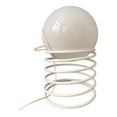 Grande lampe de table spirale en verre opalin laiteux du milieu du siècle