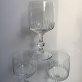 Set of 6 small crystal wine glasses engraved 30-40s