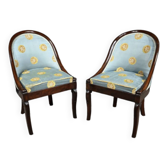 Pair of Mahogany Gondola Chairs, Restoration Period – 1st part 19th