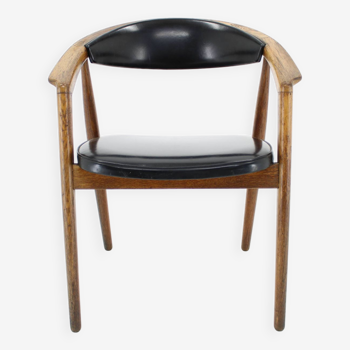 1960s Danish Oak Desk/Side Chair in Leatherette