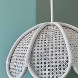 Vintage lampshade suspension in natural material, rattan and cane